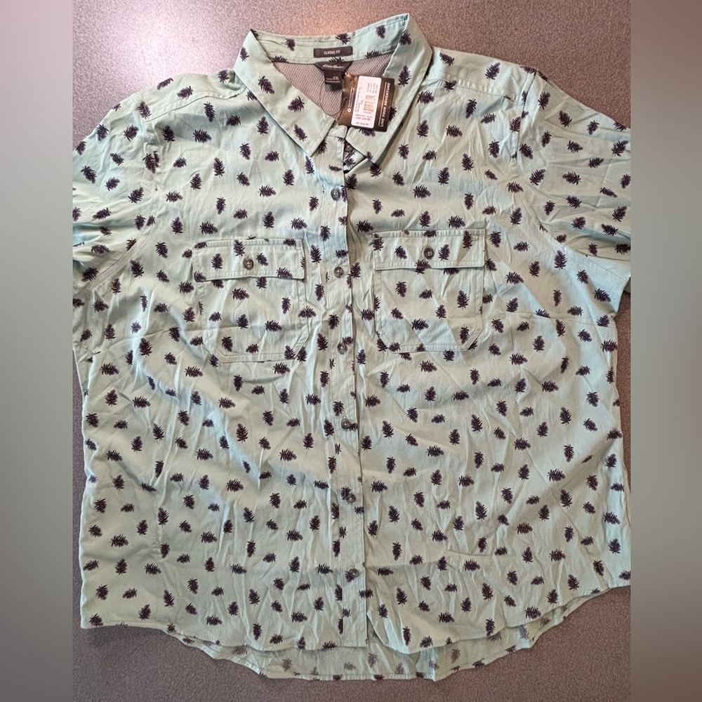 Eddie Bauer Women's Adventurer® 3.0 Short-Sleeve‎ Shirt. Button up. SZ XXL Sage